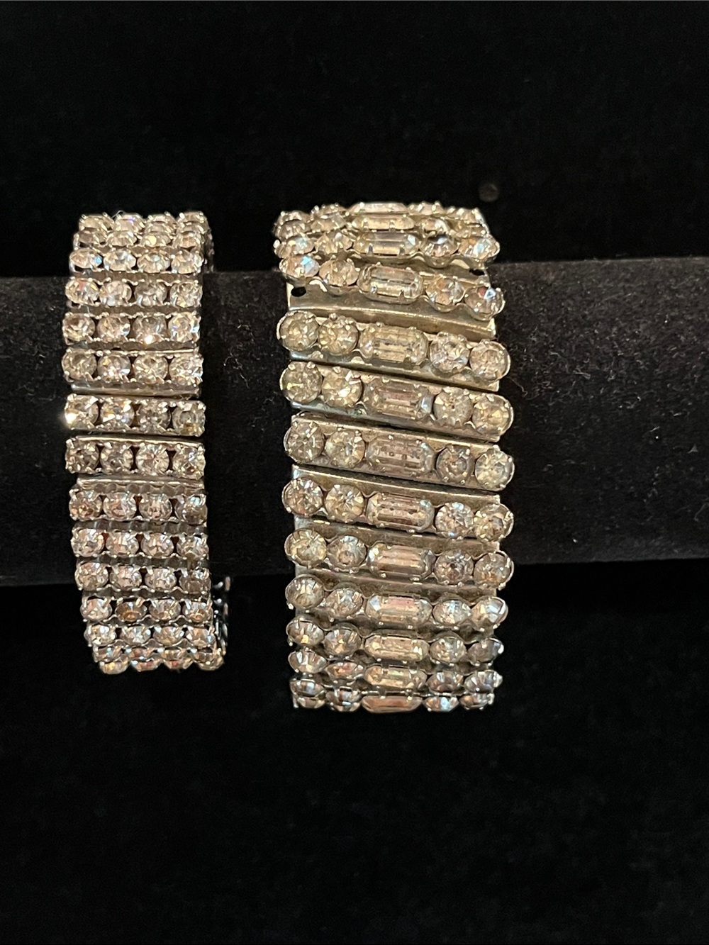 Vintage Rhinestone Expansion Bracelets Set of 2 Art Deco Style